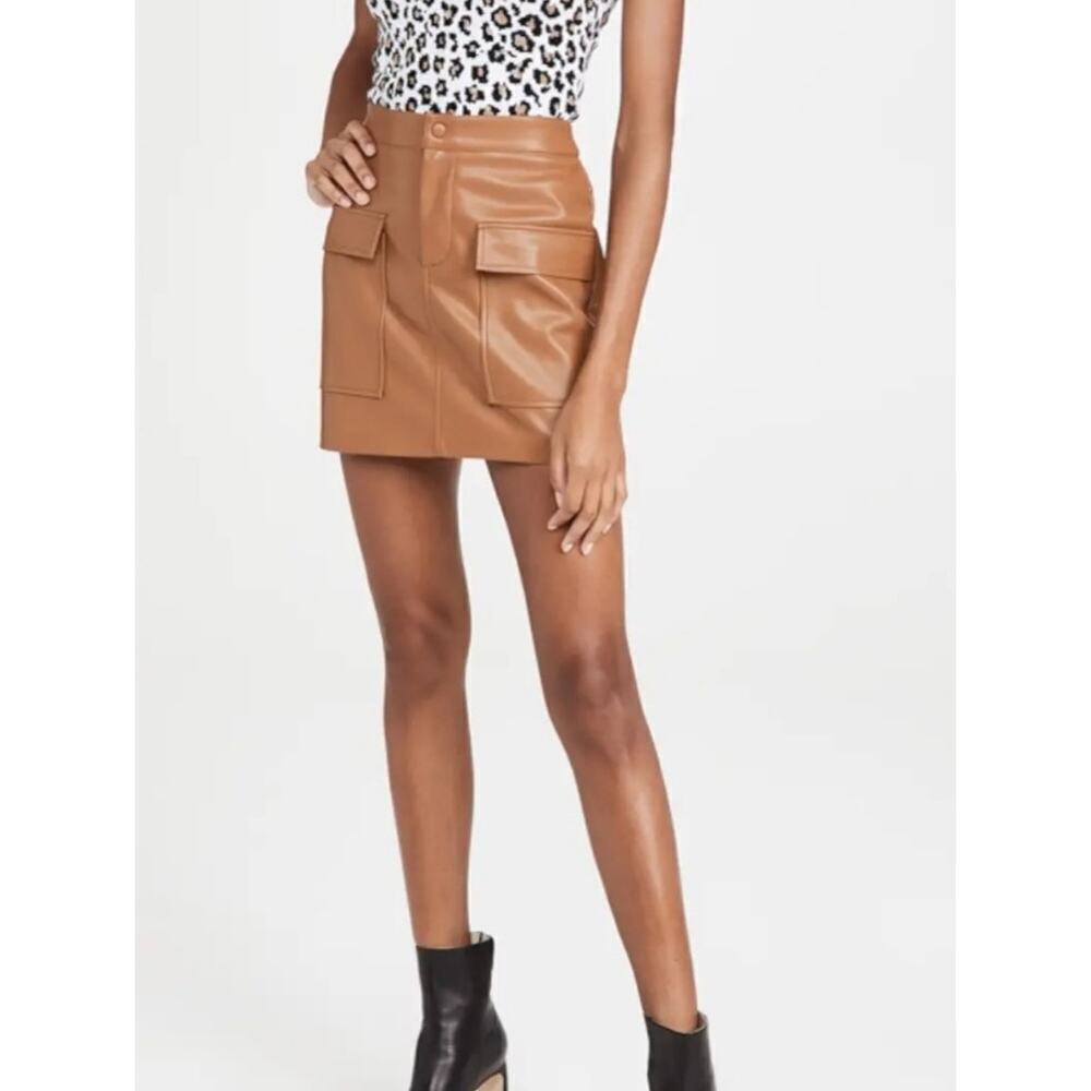 BB Dakota by Steve Madden Vegan Leather Too Late Miniskirt Size 12 Caramel NWT - Picture 1 of 5